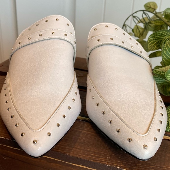 Like New! Beautiful Studded White Padded Mules - Picture 6 of 12
